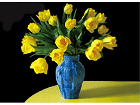 Yellow Tulips in Blue Vase - 3D Lenticular Postcard Greeting Card - NEW on Sale