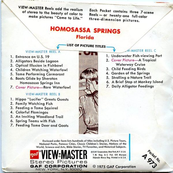 Homosassa Springs - View-Master 3 Reel Packet - 1970s Views - Vintage - (A973-G3B) Online Hot Sale