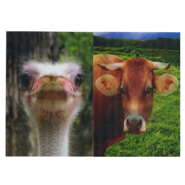 2 Smiling Animals  - 2 Humorous 3D Lenticular Postcards - NEW Fashion