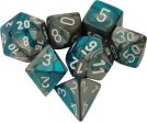 Chessex 7 Die Set - Gemini Steel-Teal White Online Sale