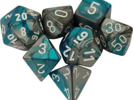 Chessex 7 Die Set - Gemini Steel-Teal White Online Sale